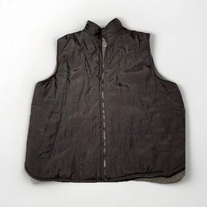Naturalife Lined Vest Jacket L Black with gray soft fleece lining - EUC